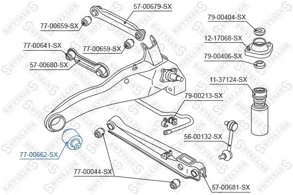 Do koszyka K05272714AA Fiat/Alfa/Lancia Silentblock tylnego wahacza podłużnego przedni