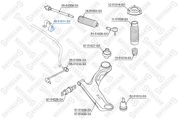 Do koszyka Tuleja stabilizatora przedniego Hyundai Coupe I RD