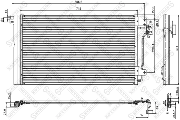 Chłodnica klimatyzacji do Volkswagen Multivan T5 7HM, 7HN, 7HF, 7EF, 7EM, 7EN