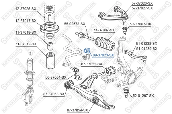 Do koszyka Tuleja stabilizatora przedniego Honda Civic VI EJ9, EK3/4