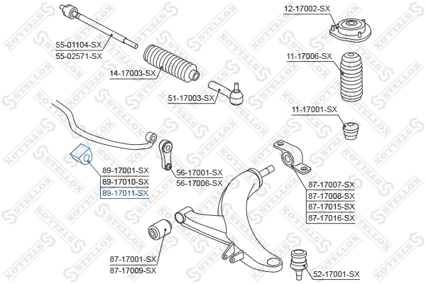 Do koszyka Tuleja stabilizatora przedniego Subaru Impreza II GD