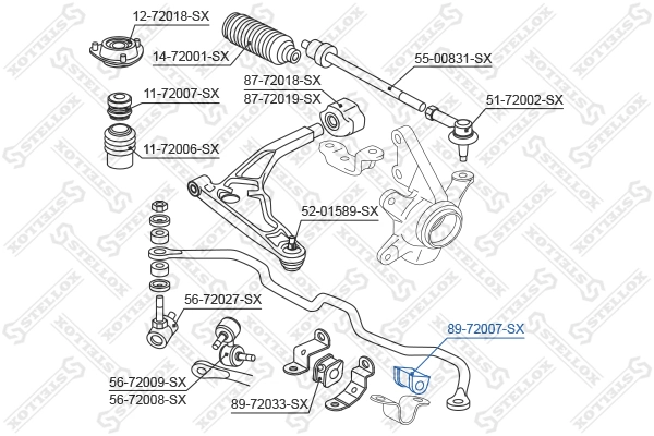 Do koszyka Tuleja stabilizatora przedniego Mitsubishi Space Wagon II N3W, N4W
