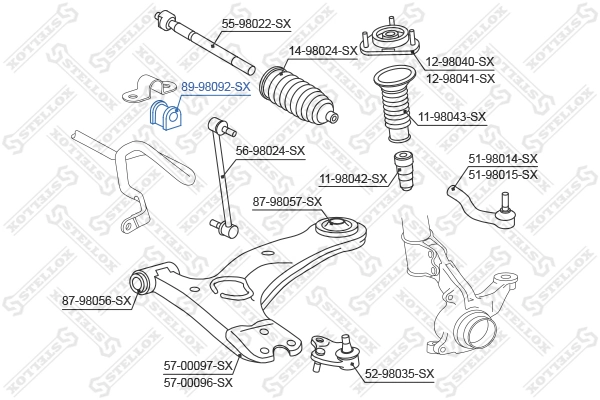 Do koszyka Tuleja stabilizatora przedniego Toyota Avensis II T25
