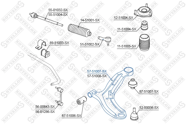 Wahacz zawieszenia przedniego dolny lewy do Hyundai Accent II LC