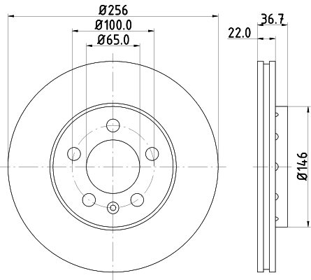 Do koszyka 8DD355105361 HELLA Tarcza hamulcowa przednia