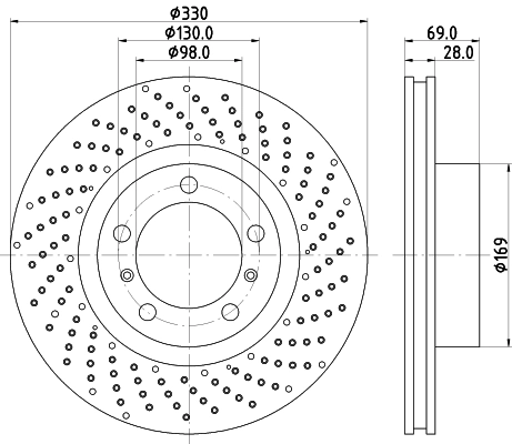  Tarcza hamulcowa przednia Porsche Cayman 