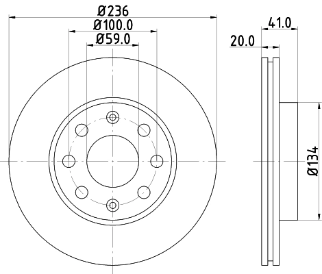 8DD355111341 HELLA Tarcza hamulcowa przednia