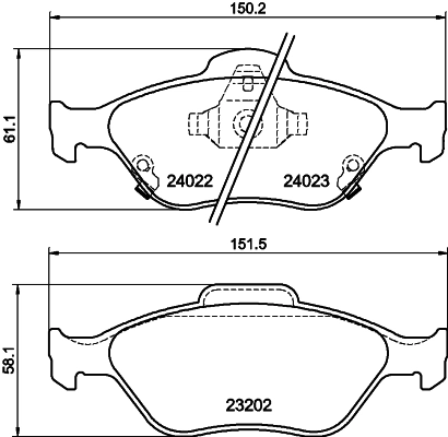 8DB355006721 HELLA Klocki hamulcowe przednie tarczowe