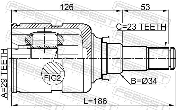 Przegub homokinetyczny przedni wewnętrzny do Toyota Matrix  