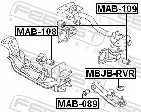 MAB109 Febest Silentblock trawersu do mocowania przedniego reduktora tylny