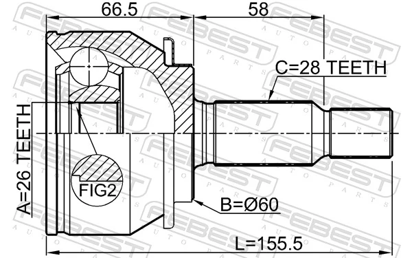 Przegub homokinetyczny przedni zewnętrzny do Mitsubishi Grandis  NAW