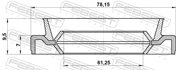 95EDS63780710X Febest Uszczelniacz półosi prawej mostu przedniego