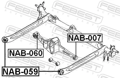 NAB060 Febest Silentblock tylnego wahacza poprzecznego
