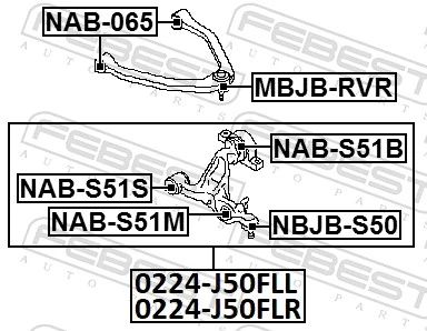 NABS51B Febest Silentblock przedniego wahacza dolnego