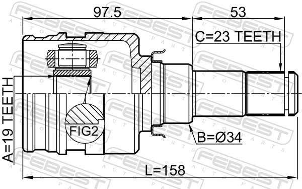 Przegub homokinetyczny przedni wewnętrzny Peugeot 107