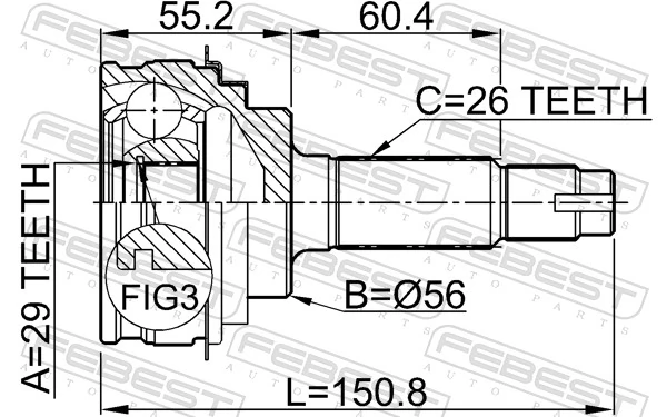 Przegub homokinetyczny przedni zewnętrzny do Toyota Matrix  
