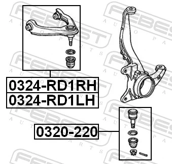 Wahacz zawieszenia przedniego prawy górny Honda CR-V I SUV (RD) (1995 - 2002) cena, od 37,77 USD