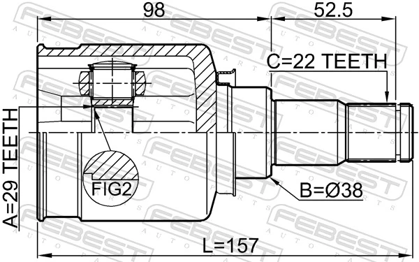 Przegub homokinetyczny przedni wewnętrzny do Chevrolet Aveo II T250, T255