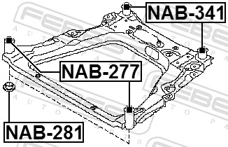 NAB341 Febest Tuleja (poduszka) przedniej belki
