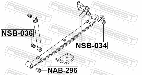 NAB296 Febest Silentblock przedni resoru tylnego