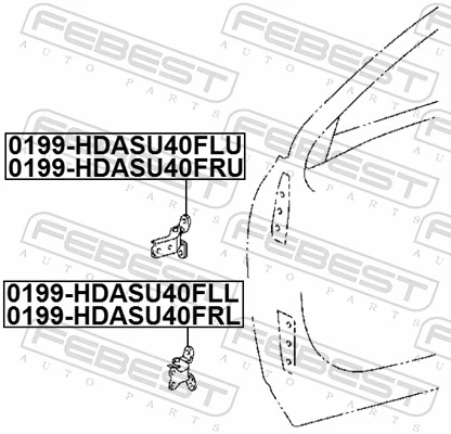 0199HDASU40FLL Febest Zawias drzwi przednich lewych