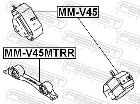 Poduszka (podpora) silnika tylna do Mitsubishi Pajero II Canvas Top V2W, V4W