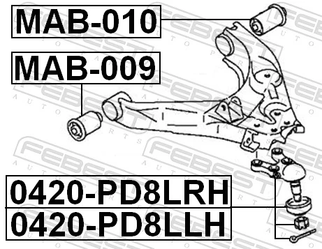 MAB010 Febest Silentblock przedniego wahacza dolnego