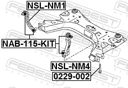 NAB115KIT Febest Silentblock rozpórki wahacza przedniego dolnego