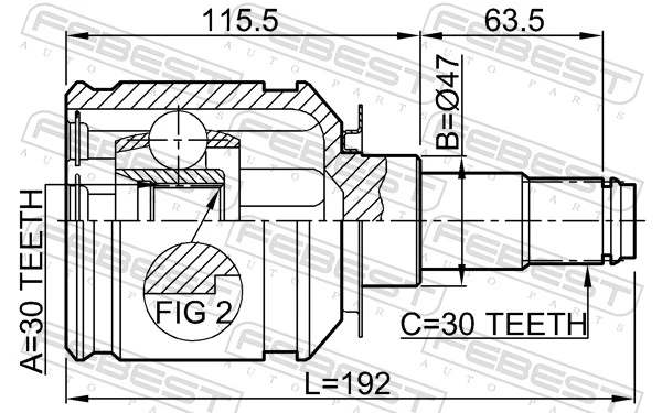 Przegub homokinetyczny przedni wewnętrzny do Toyota Land Cruiser PRADO ASIA J12