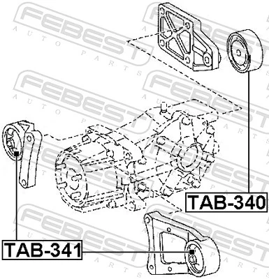 TAB341 Febest Silentblock trawersu do mocowania tylnego reduktora przedni