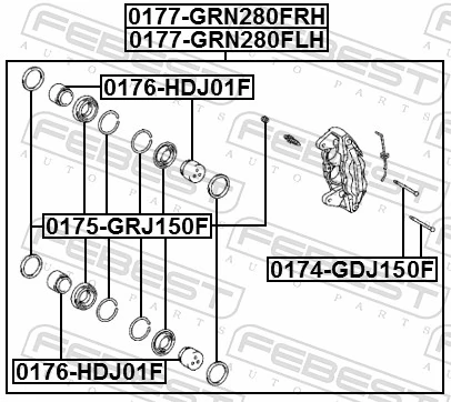 0177GRN280FLH Febest Zacisk hamulcowy przedni lewy