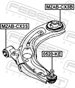 Silentblock przedniego wahacza dolnego Mazda CX-3 