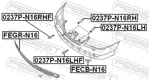Do koszyka Zaślepka haku holowniczego zderzaka przednia Nissan Almera II N16