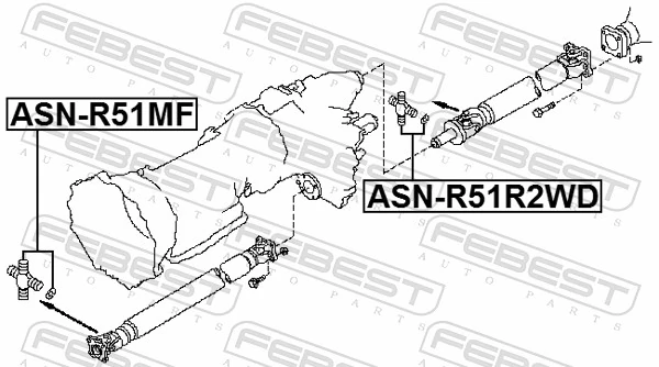 ASNR51R2WD Febest Krzyżak wału Cardana tylnego