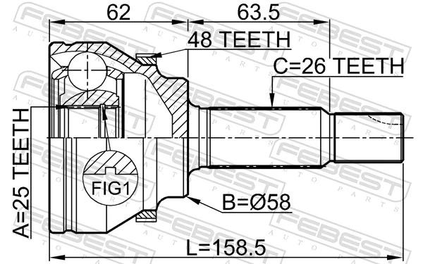 Przegub homokinetyczny przedni zewnętrzny Toyota Avensis II sedana (T25) (2003 - 2008) cena, od 50,37 USD
