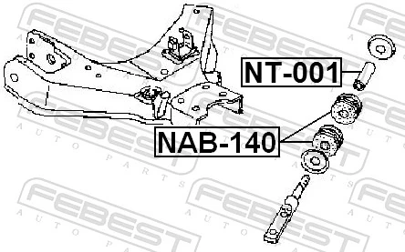 NAB140 Febest Silentblock rozpórki wahacza przedniego dolnego