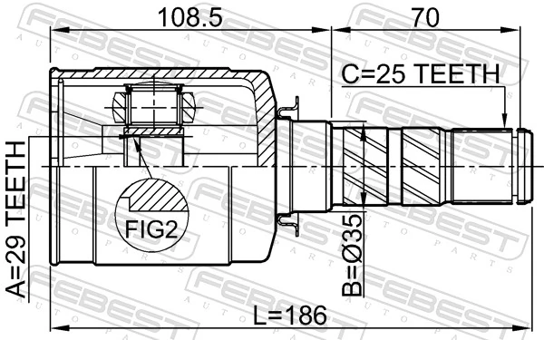 Przegub homokinetyczny przedni wewnętrzny do Subaru Legacy IV B13