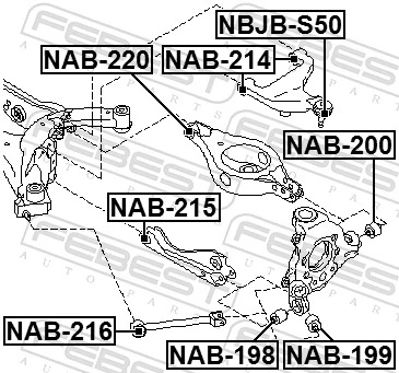 NAB215 Febest Silentblock tylnego wahacza poprzecznego