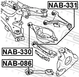 NAB331 Febest Silentblock drążka poprzecznego (zawieszenia tylnego)