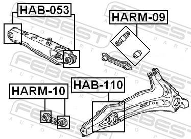 HARM09 Febest Silentblock wahacza tylnego górnego