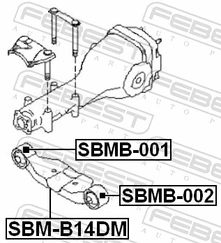 SBMB002 Febest Silentblock trawersu do mocowania tylnego reduktora lewy