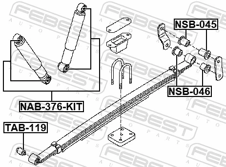 NSB046 Febest Silentblock tylnego resoru tylny