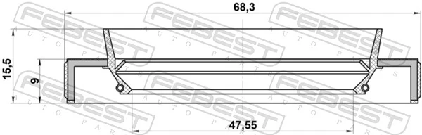 95HBY49680915L Febest Uszczelniacz półosi lewej mostu przedniego