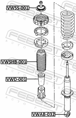VWAB032 Febest Silentblock amortyzatora tylnego