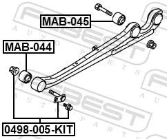 MAB045 Febest Silentblock tylnego wahacza podłużnego tyłny