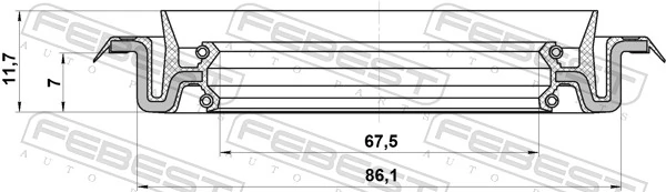 95TCS69860712X Febest Uszczelniacz piasty przedniej wewnętrzny