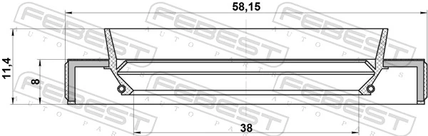 95HBY40580811R Febest Uszczelniacz półosi prawej mostu przedniego