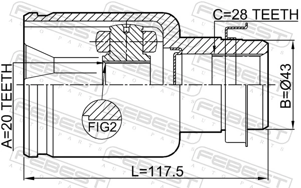 Przegub homokinetyczny wewnętrzny przedni prawy do Mazda 2 I DY