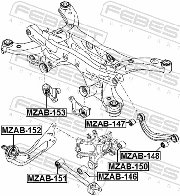 MZAB146 Febest Silentblock czopu tylnego