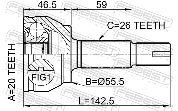Przegub homokinetyczny przedni zewnętrzny do Toyota Yaris  SP90